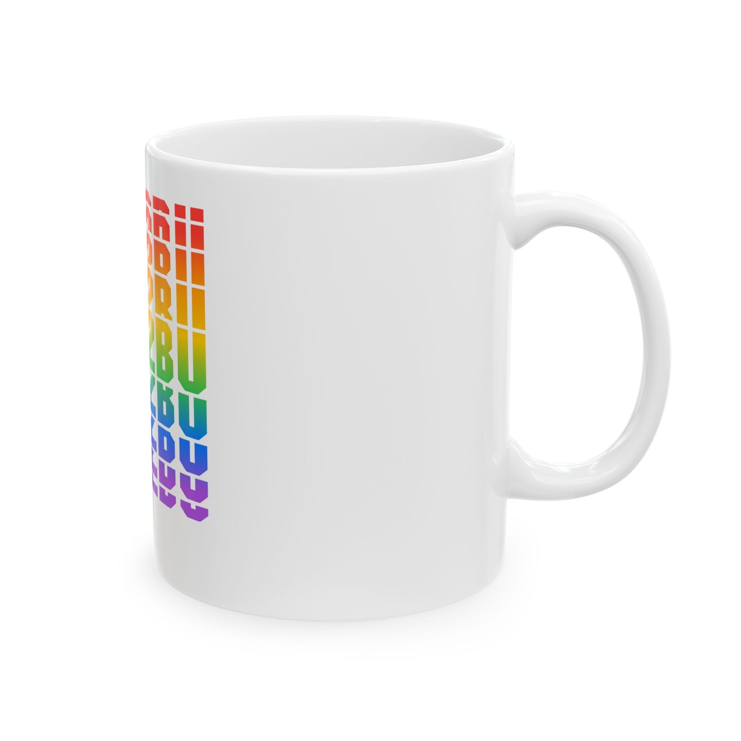 Rainbow 'DARE2BU' Ceramic Mug — Pride-Inspired Bold Typography Coffee Cup