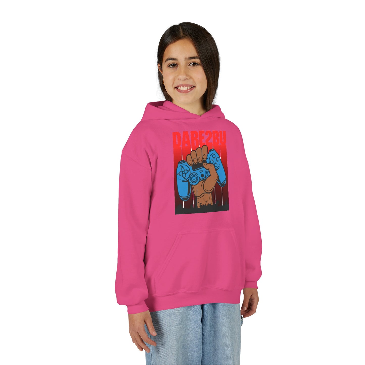 Gaming Fist Youth Hoodie – 'DARE2BU' Controller Graphic Sweatshirt