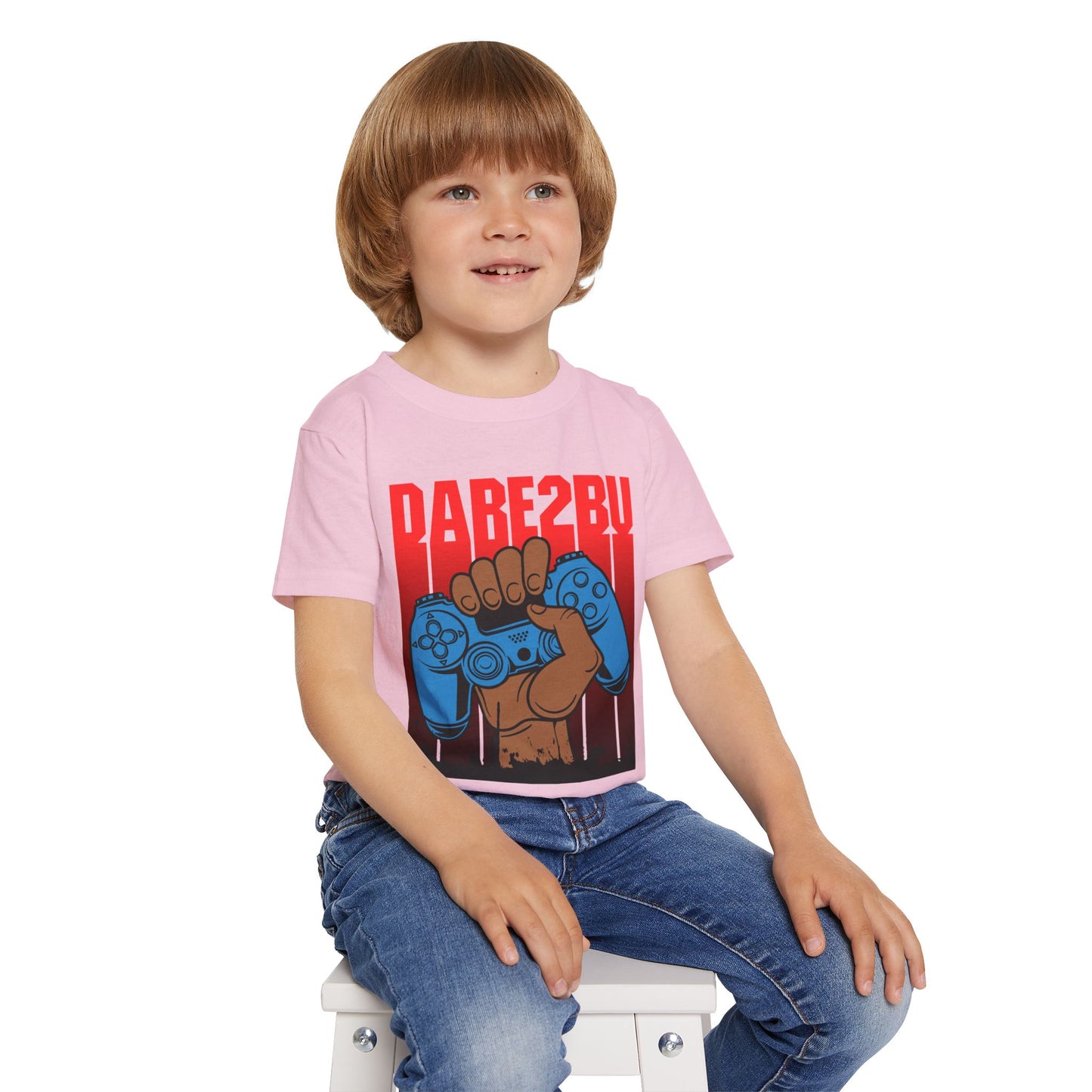Toddler T‑Shirt — 'Game On' Controller Graphic (Rallying Fist, Red Gradient)