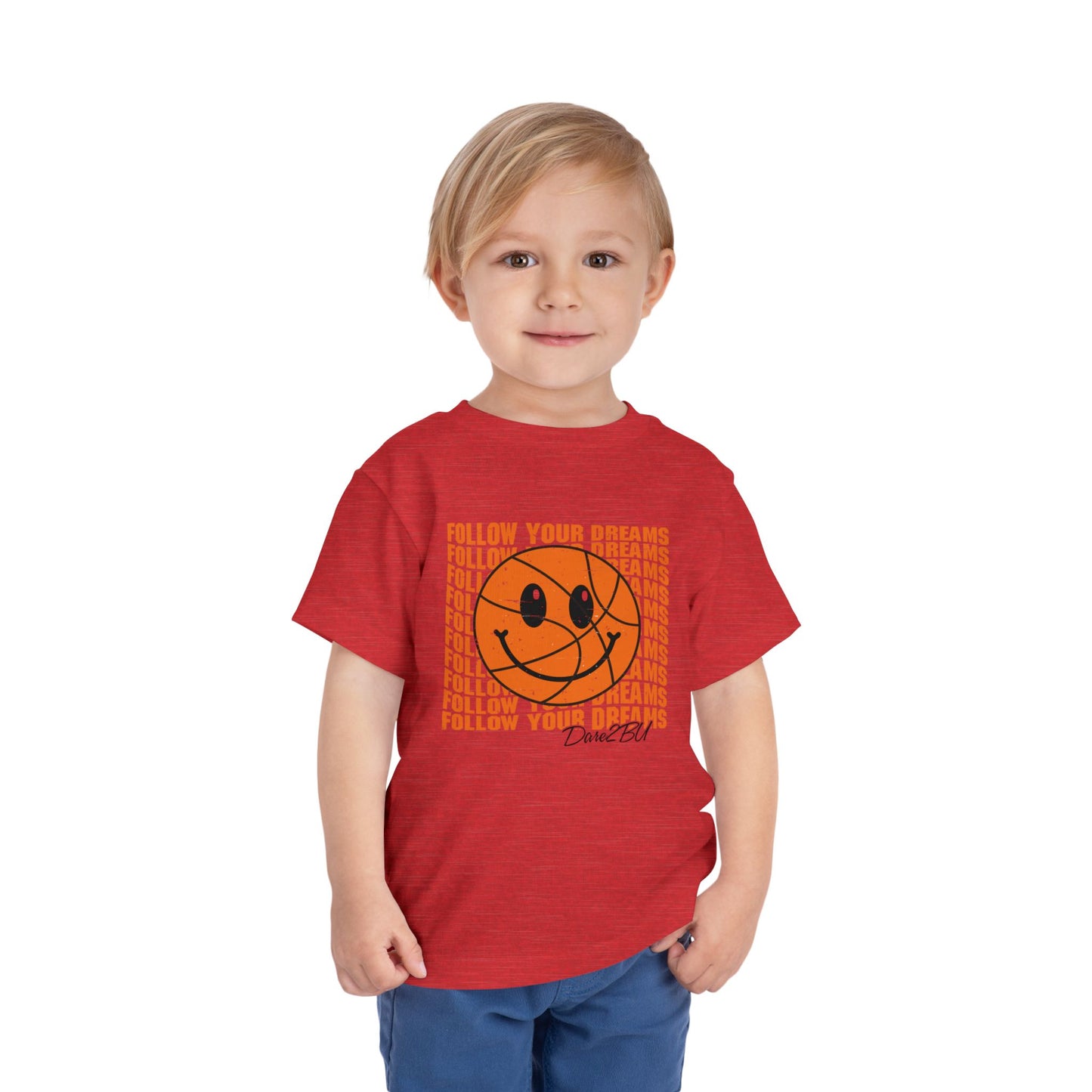 Toddler Tee — 'Follow Your Dreams' Smiley Basketball Graphic