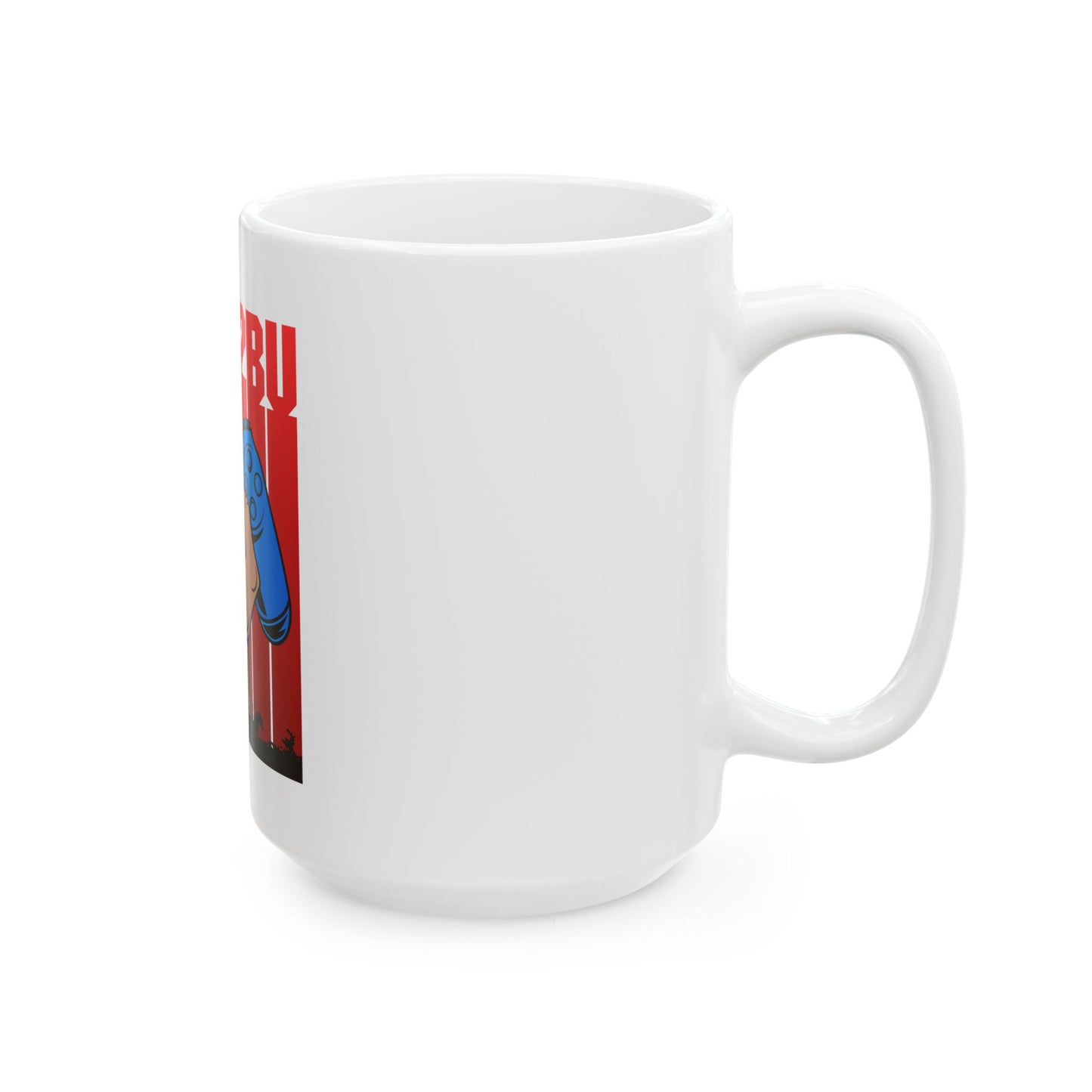 Gamer Fist Ceramic Mug – Blue Controller 'RABE2BU' Design
