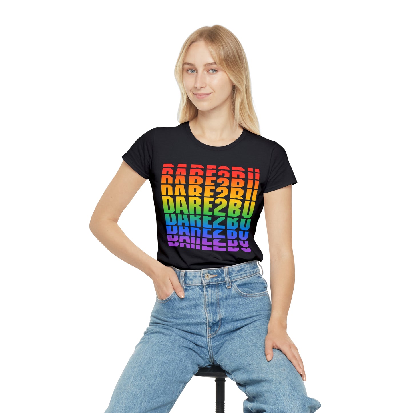 Rainbow 'DARE2BU' Women's T-Shirt — Pride Motivational Graphic Tee