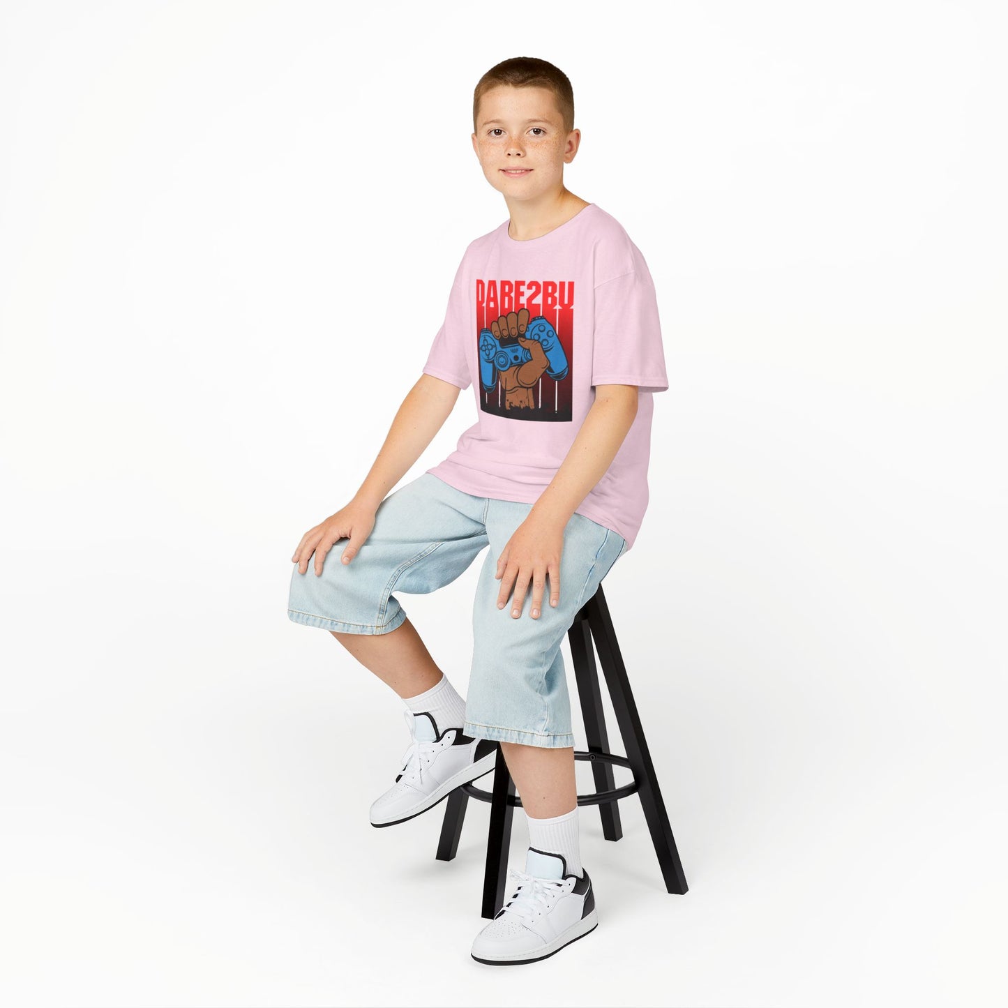 Kids Tee — "Game2Be" Fist with Blue Controllers Graphic