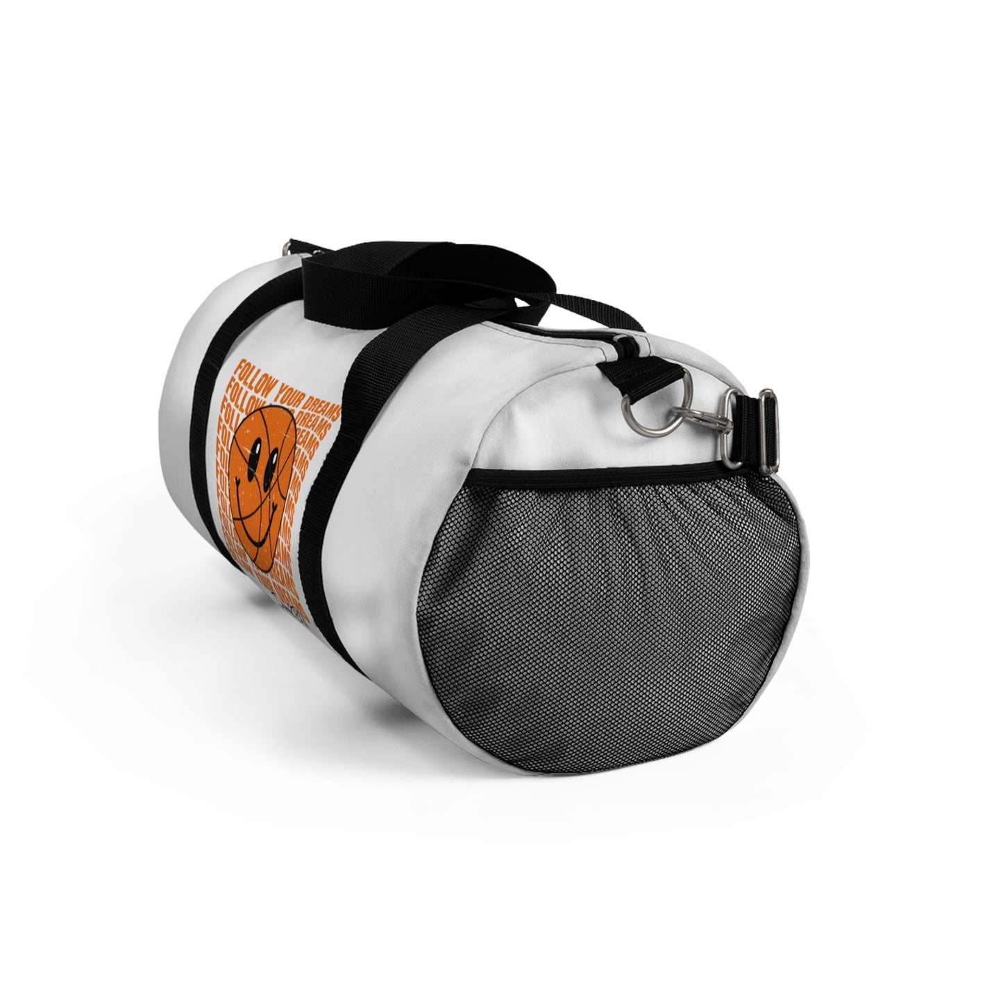 Follow Your Dreams Basketball Smiley Duffel Bag — Motivational Sports Weekender