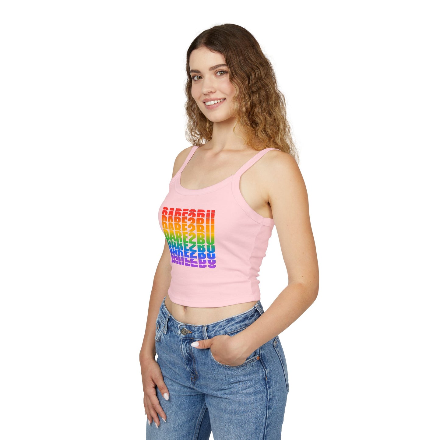 Rainbow Babe Crop Tank Top — Pride Graphic Women's Spaghetti Strap