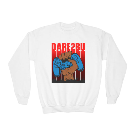 Youth Gamer Crewneck Sweatshirt – "GAME2BU" Retro Controller Graphic