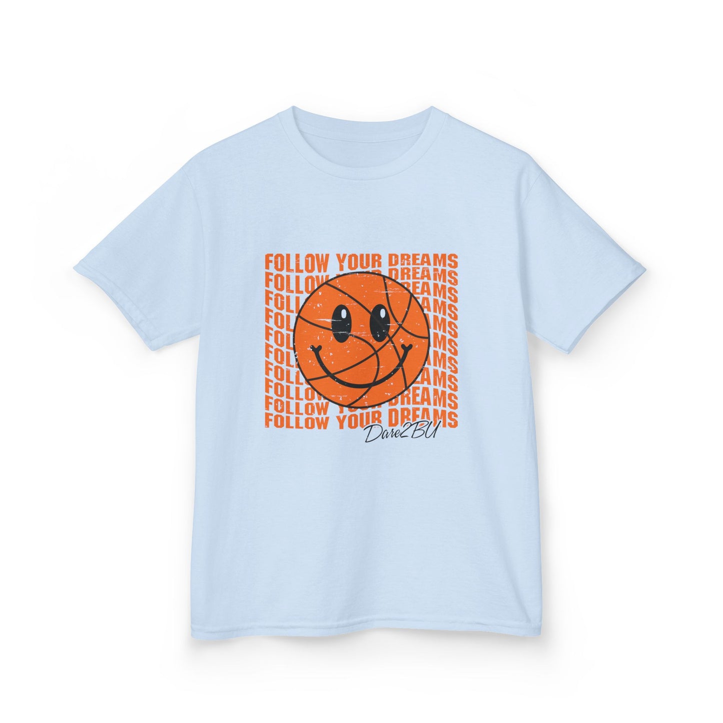 Kids Tee — 'Follow Your Dreams' Smiley Basketball Graphic