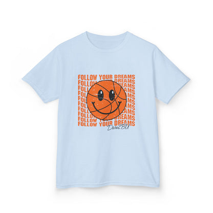 Kids Tee — 'Follow Your Dreams' Smiley Basketball Graphic