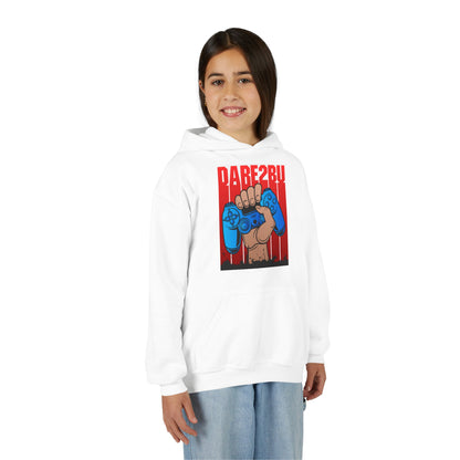 Gaming Fist Youth Hoodie – 'DARE2BU' Controller Graphic Sweatshirt
