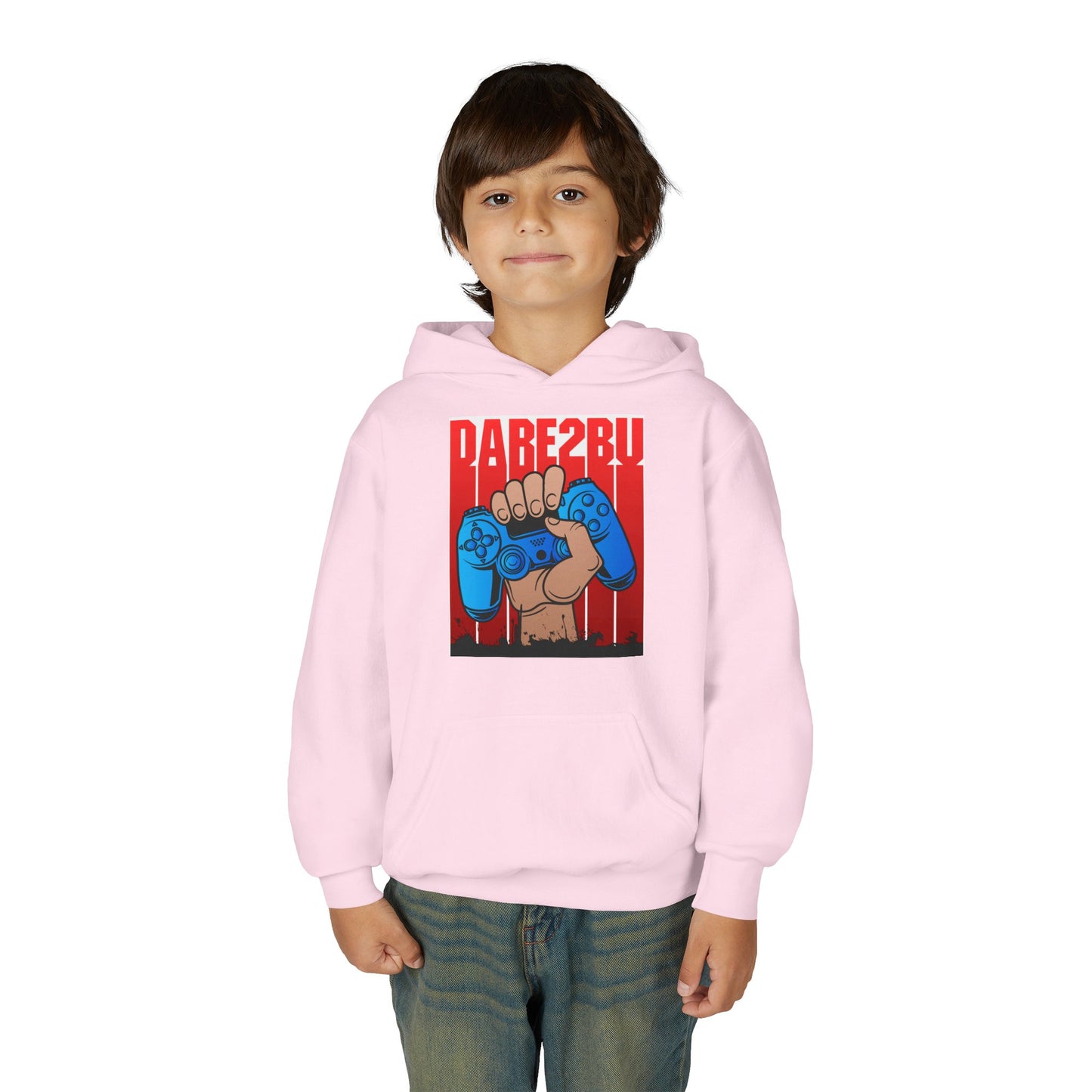 Gaming Fist Youth Hoodie – 'DARE2BU' Controller Graphic Sweatshirt