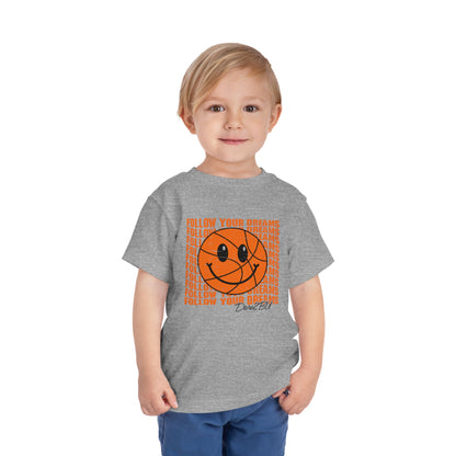 Toddler Tee — 'Follow Your Dreams' Smiley Basketball Graphic
