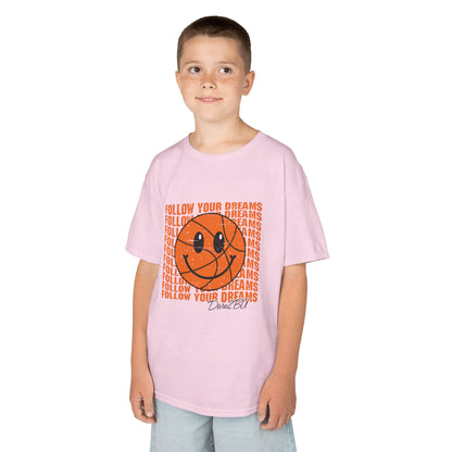 Kids Tee — 'Follow Your Dreams' Smiley Basketball Graphic