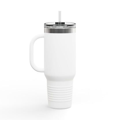 40oz Insulated Travel Mug — Rainbow "DARE2BU" Text Design