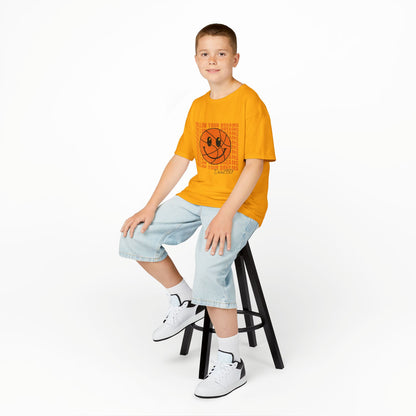 Kids Tee — 'Follow Your Dreams' Smiley Basketball Graphic