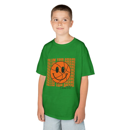 Kids Tee — 'Follow Your Dreams' Smiley Basketball Graphic