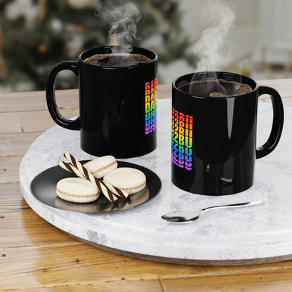 Rainbow 'DARE2BU' Black Coffee Mug – Pride Inspiration