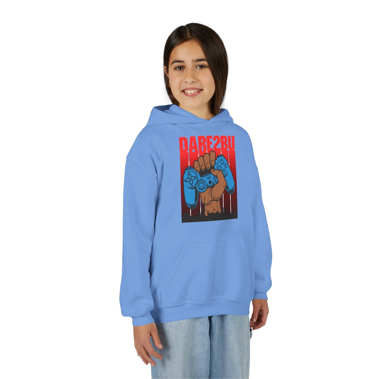 Gaming Fist Youth Hoodie – 'DARE2BU' Controller Graphic Sweatshirt