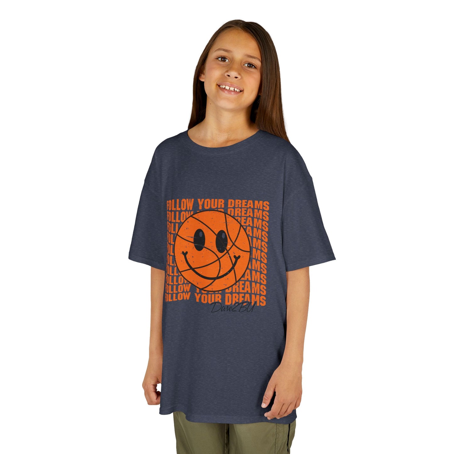Kids Tee — 'Follow Your Dreams' Smiley Basketball Graphic