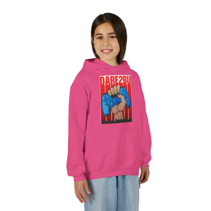 Gaming Fist Youth Hoodie – 'DARE2BU' Controller Graphic Sweatshirt