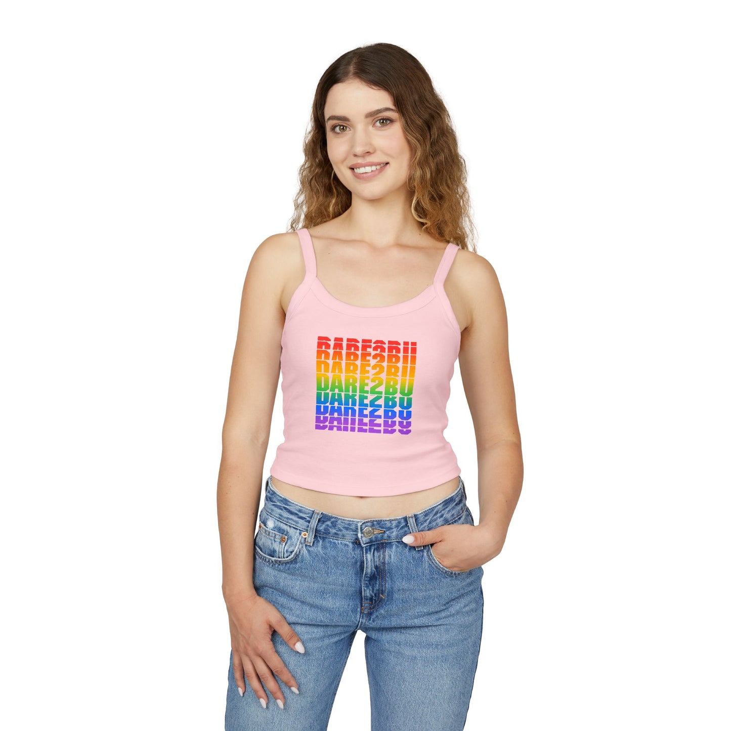 Rainbow Babe Crop Tank Top — Pride Graphic Women's Spaghetti Strap