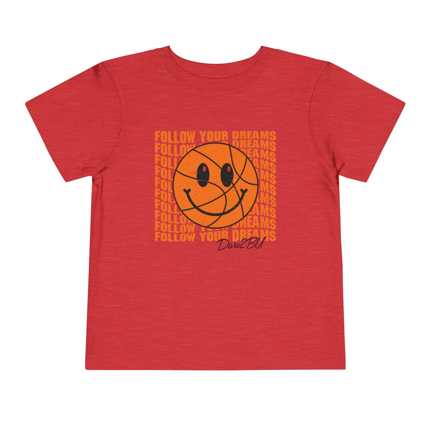 Toddler Tee — 'Follow Your Dreams' Smiley Basketball Graphic