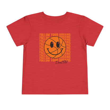 Toddler Tee — 'Follow Your Dreams' Smiley Basketball Graphic