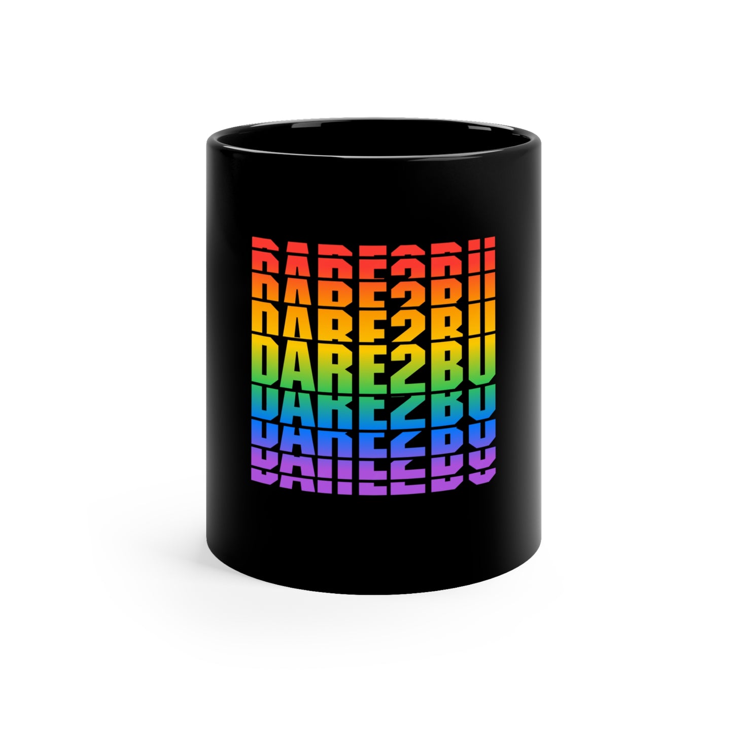 Rainbow 'DARE2BU' Black Coffee Mug – Pride Inspiration