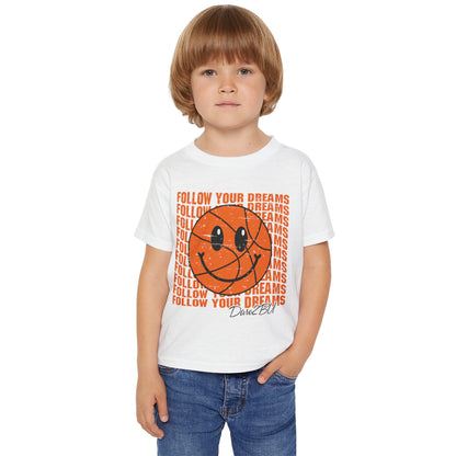 Toddler T-Shirt — 'Follow Your Dreams' Smiley Basketball Graphic