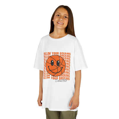 Kids Tee — 'Follow Your Dreams' Smiley Basketball Graphic