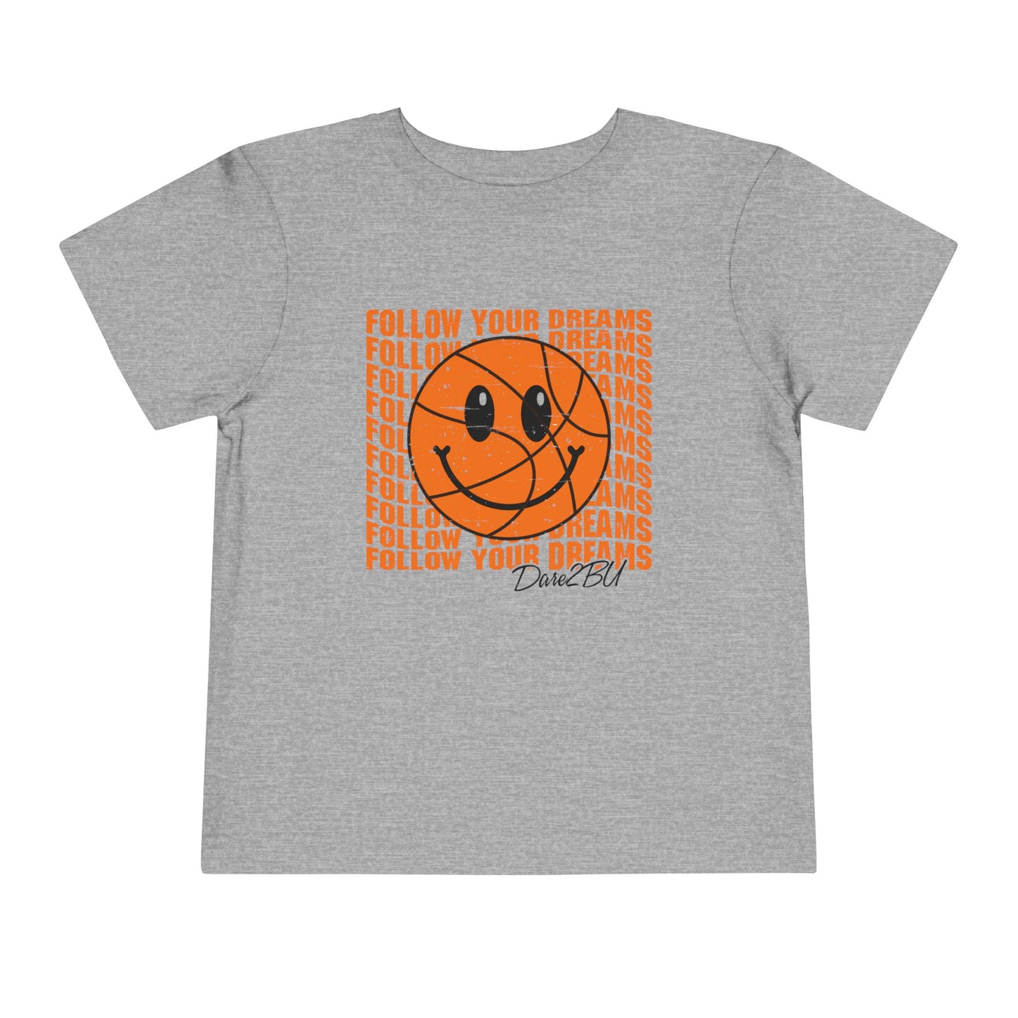 Toddler Tee — 'Follow Your Dreams' Smiley Basketball Graphic