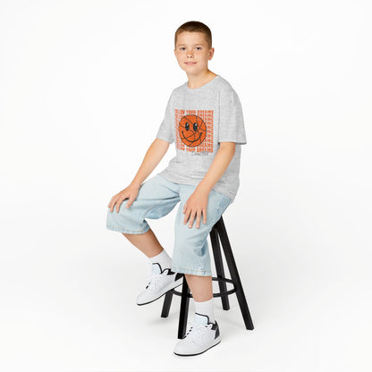 Kids Tee — 'Follow Your Dreams' Smiley Basketball Graphic