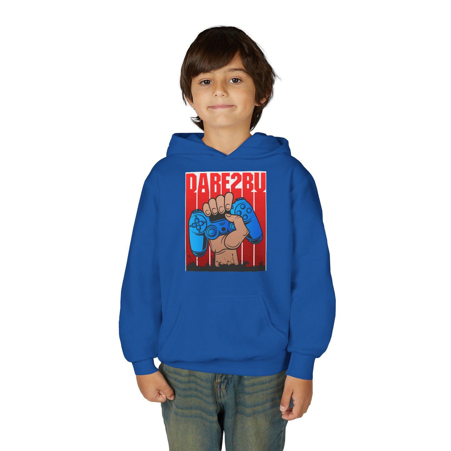 Gaming Fist Youth Hoodie – 'DARE2BU' Controller Graphic Sweatshirt