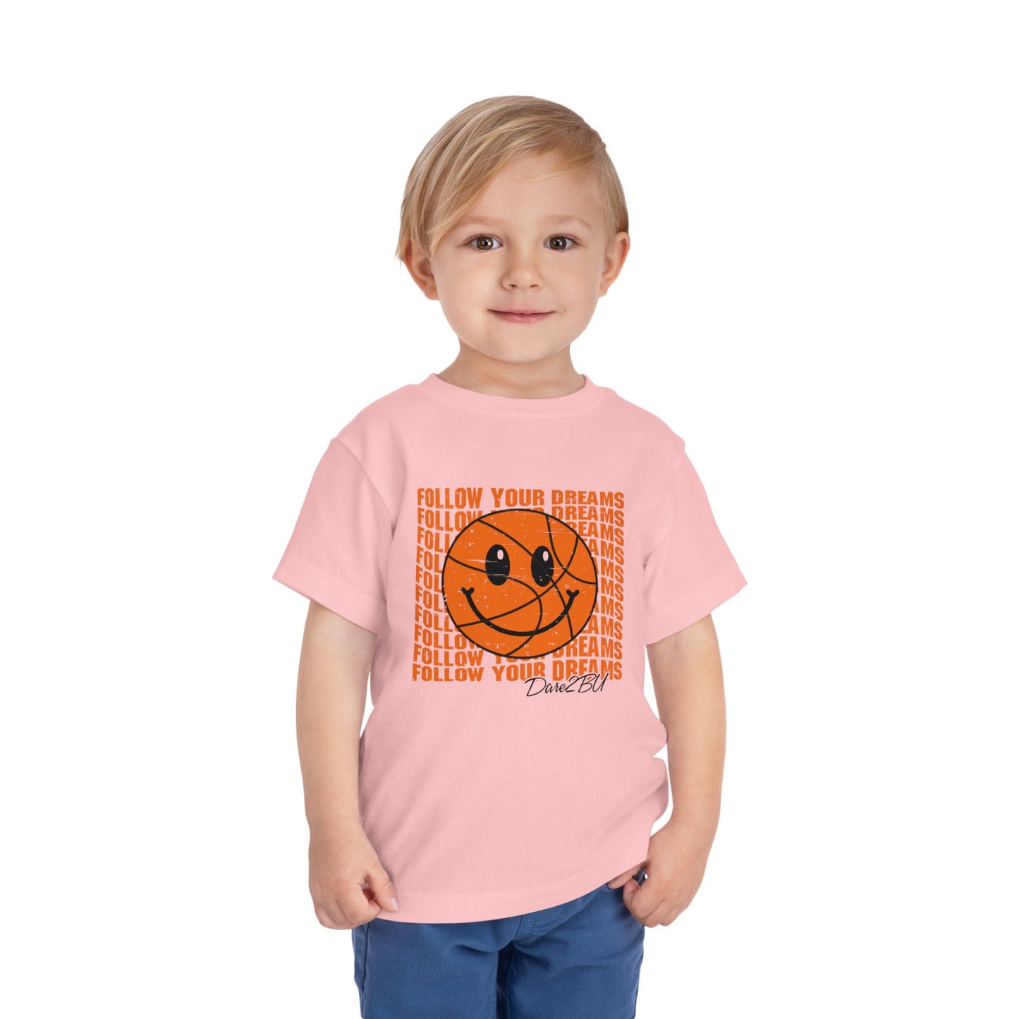 Toddler Tee — 'Follow Your Dreams' Smiley Basketball Graphic