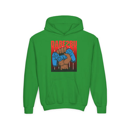Gaming Fist Youth Hoodie – 'DARE2BU' Controller Graphic Sweatshirt