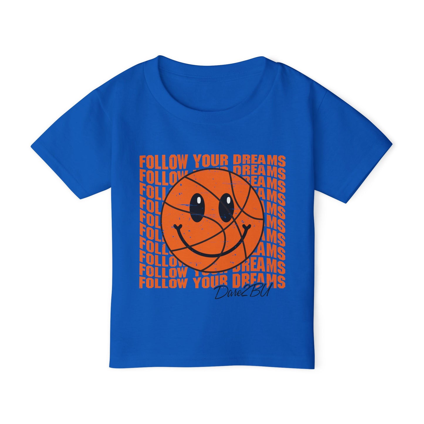 Toddler T-Shirt — 'Follow Your Dreams' Smiley Basketball Graphic