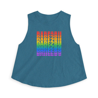 Crop Top — "DARE2BU" Rainbow Pride Graphic Tank
