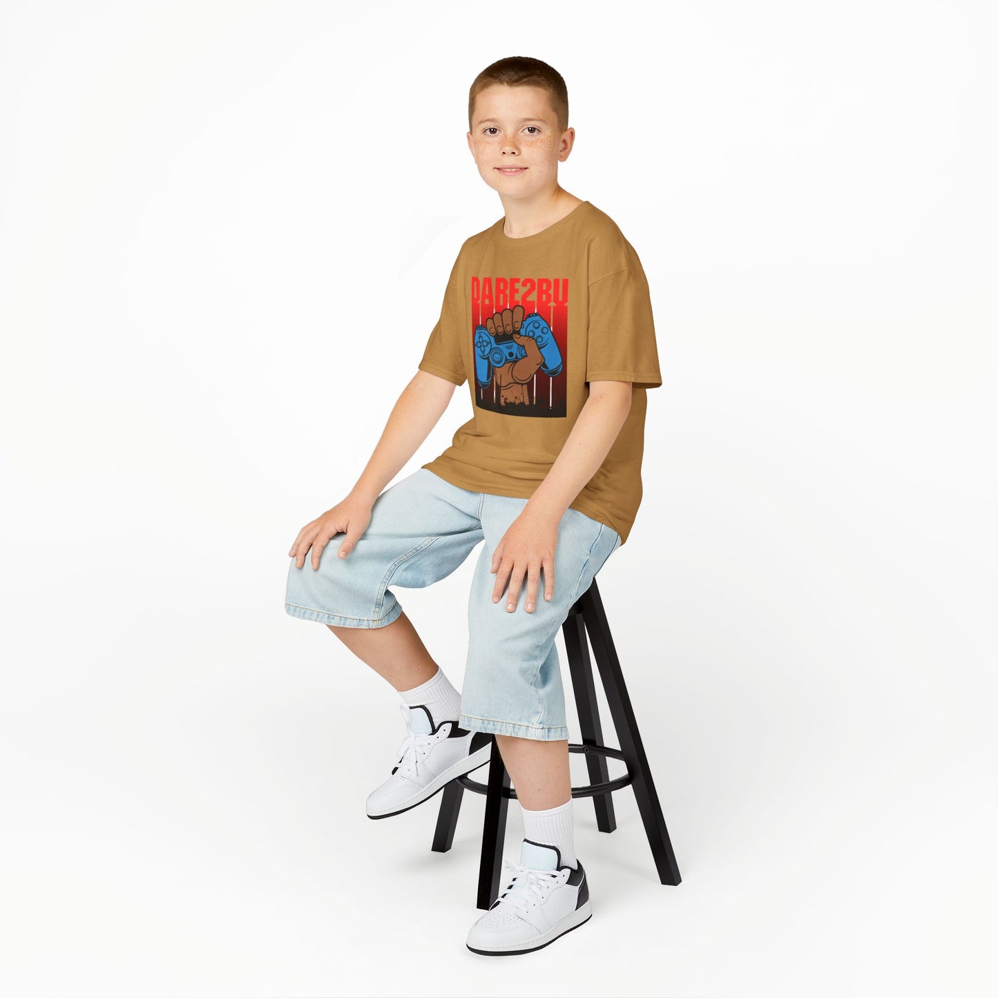 Kids Tee — "Game2Be" Fist with Blue Controllers Graphic