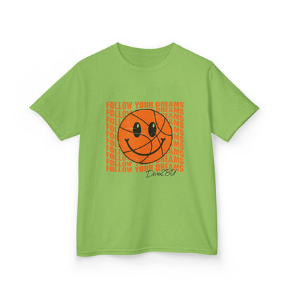 Kids Tee — 'Follow Your Dreams' Smiley Basketball Graphic