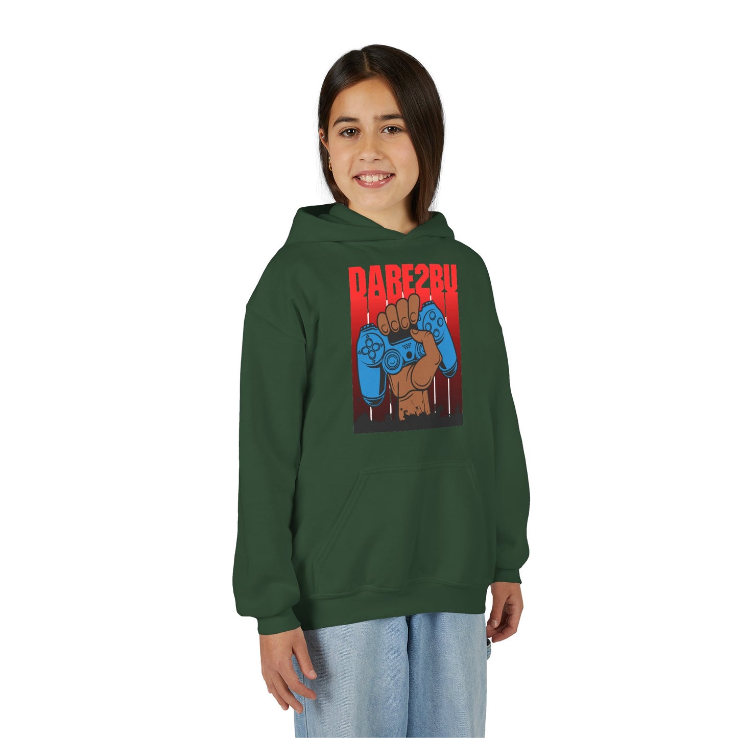 Gaming Fist Youth Hoodie – 'DARE2BU' Controller Graphic Sweatshirt