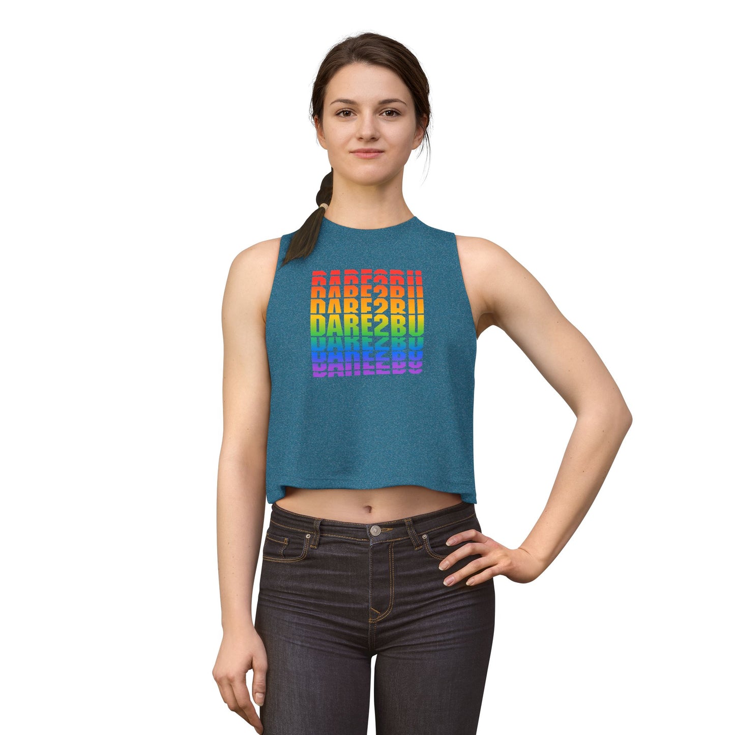 Crop Top — "DARE2BU" Rainbow Pride Graphic Tank