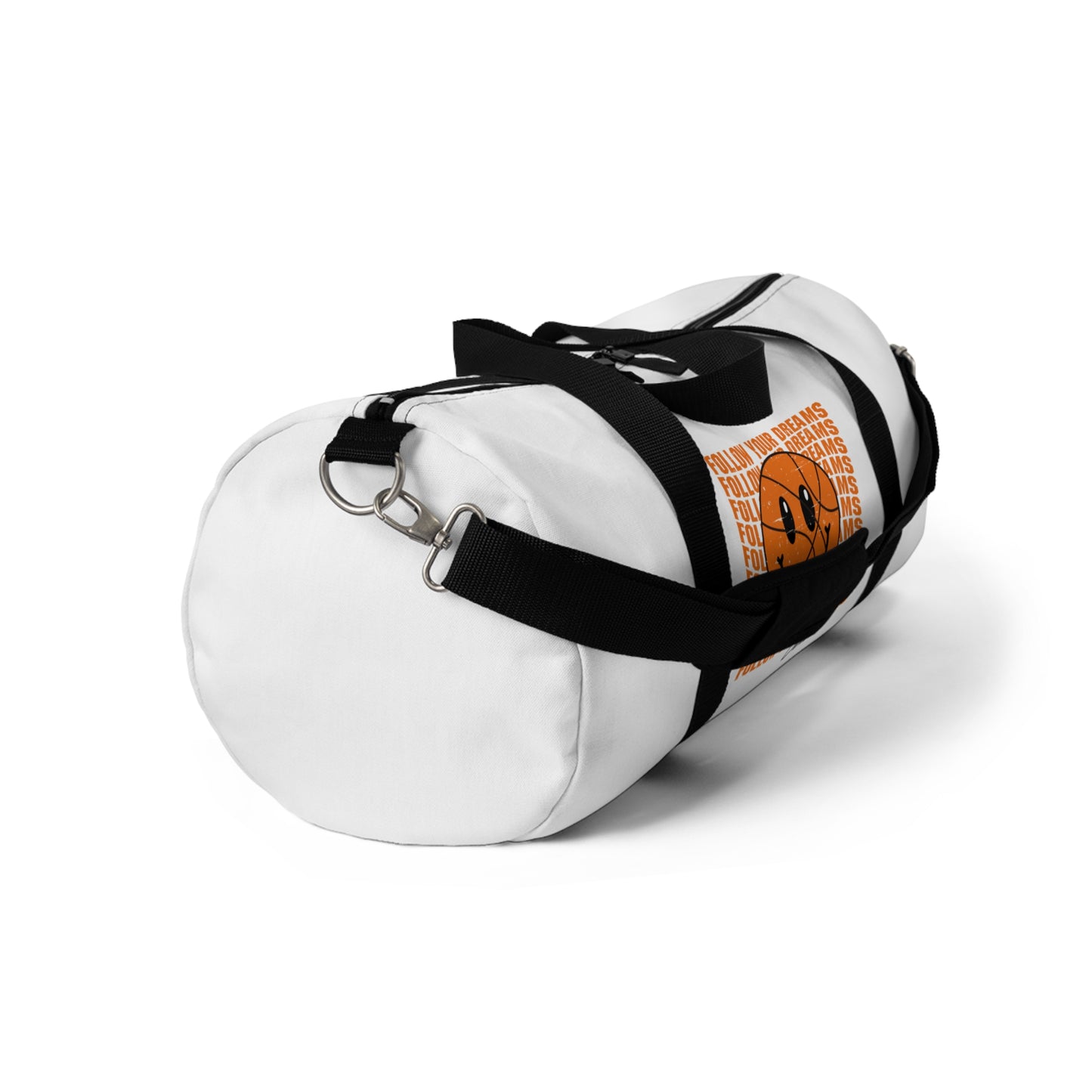 Follow Your Dreams Basketball Smiley Duffel Bag — Motivational Sports Weekender