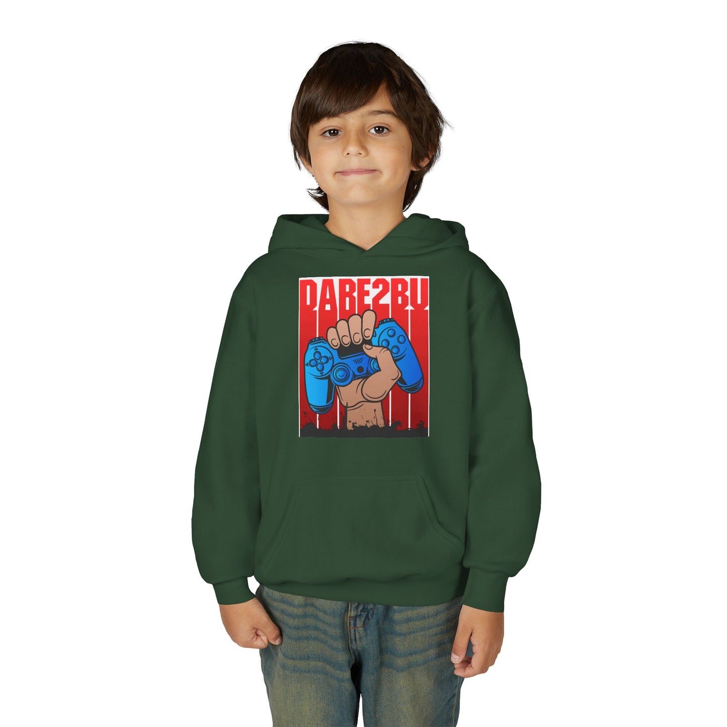 Gaming Fist Youth Hoodie – 'DARE2BU' Controller Graphic Sweatshirt