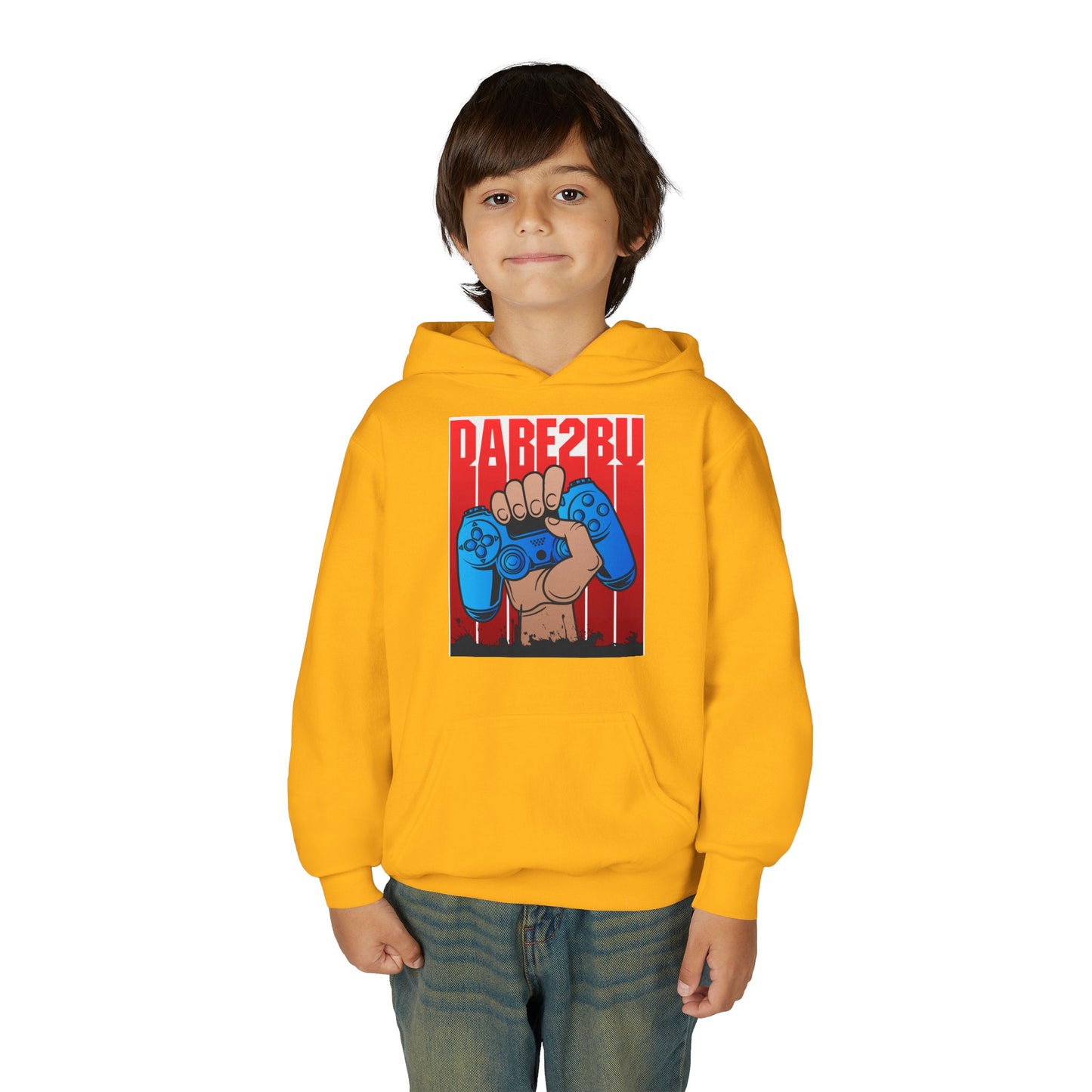 Gaming Fist Youth Hoodie – 'DARE2BU' Controller Graphic Sweatshirt