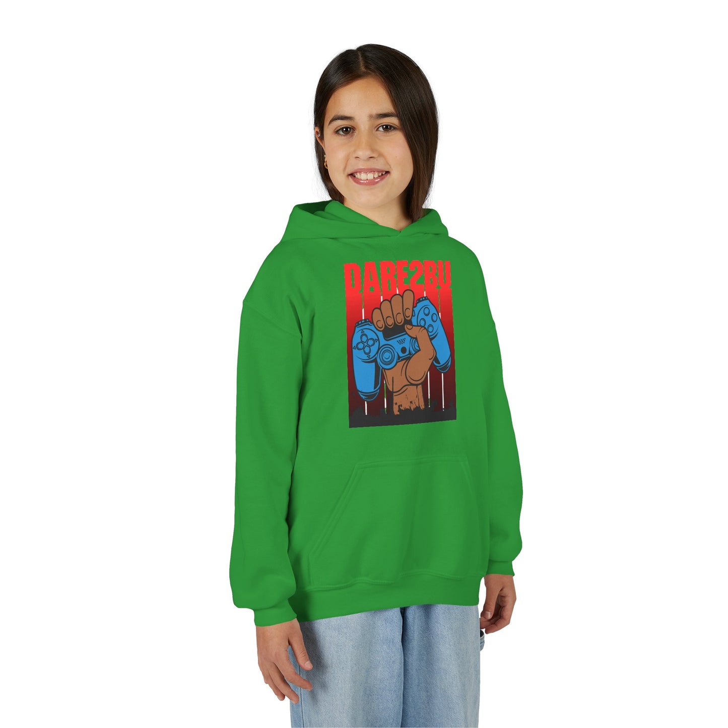 Gaming Fist Youth Hoodie – 'DARE2BU' Controller Graphic Sweatshirt