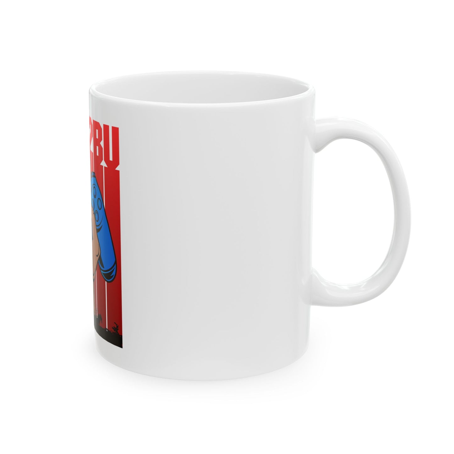 Gamer Fist Ceramic Mug – Blue Controller 'RABE2BU' Design