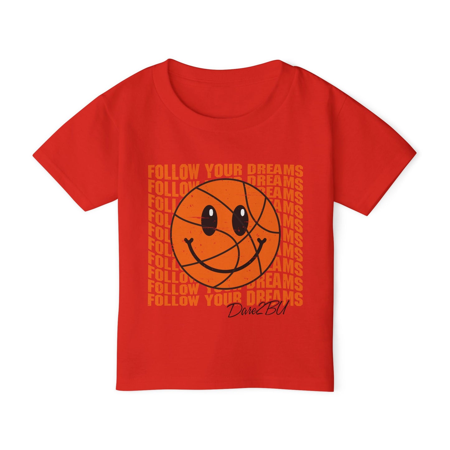 Toddler T-Shirt — 'Follow Your Dreams' Smiley Basketball Graphic
