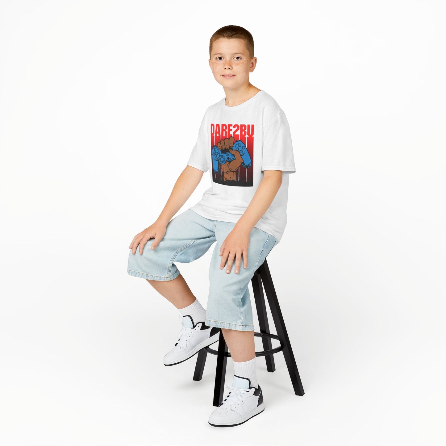 Kids Tee — "Game2Be" Fist with Blue Controllers Graphic