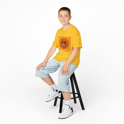 Kids Tee — 'Follow Your Dreams' Smiley Basketball Graphic