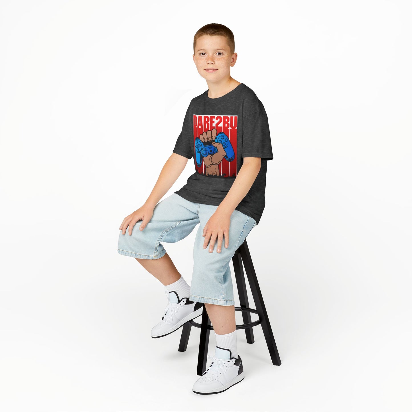 Kids Tee — "Game2Be" Fist with Blue Controllers Graphic