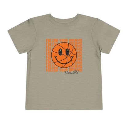 Toddler Tee — 'Follow Your Dreams' Smiley Basketball Graphic